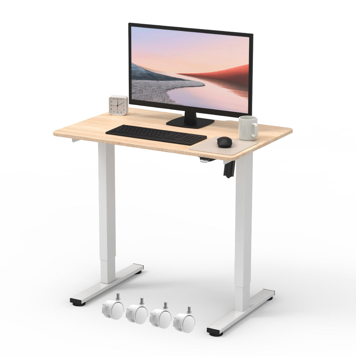 Electric Small Standing Desk Adjustable Height, 36" x 24" Whole Piece Desktop