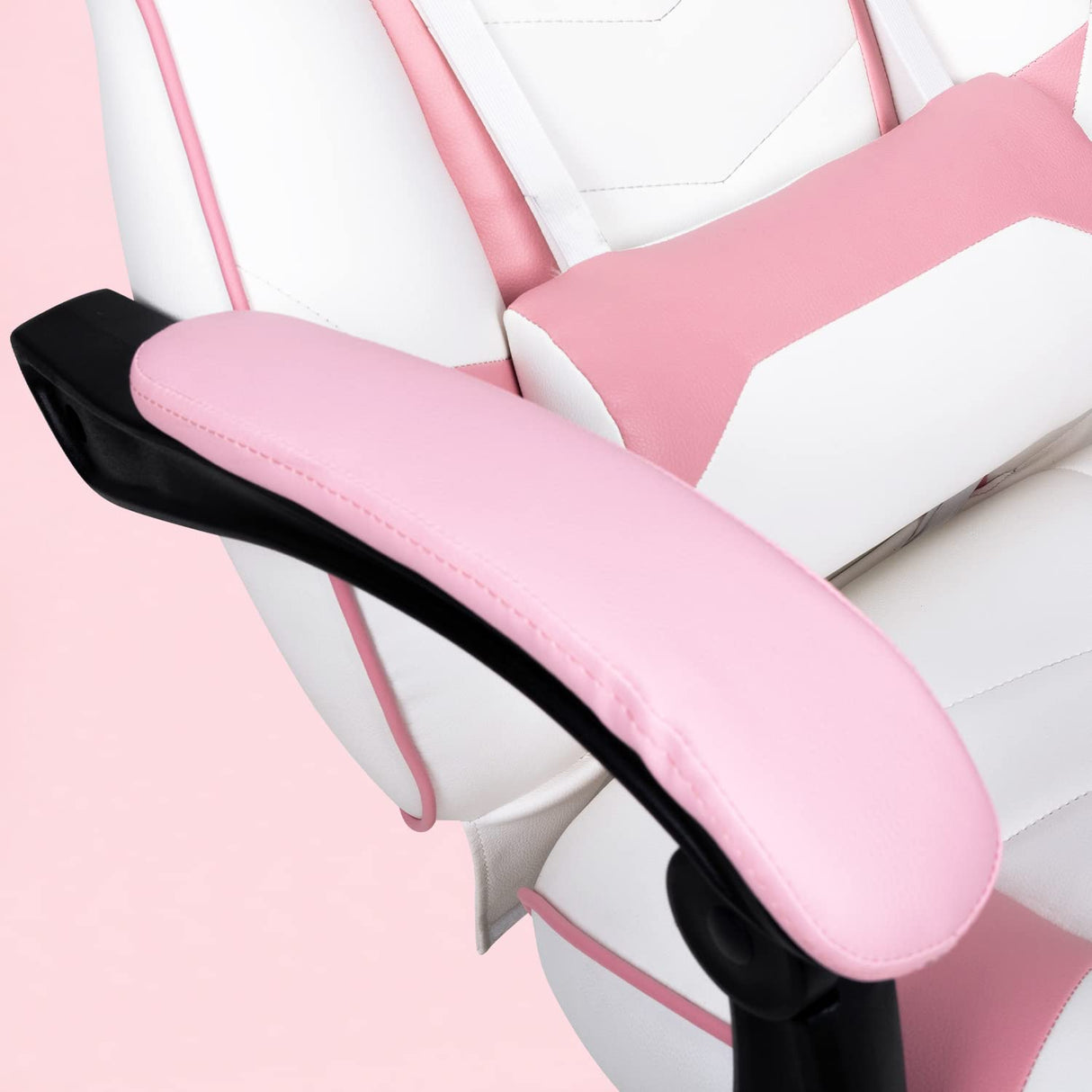 Pink Kawaii Gaming Chair with Lumbar Support