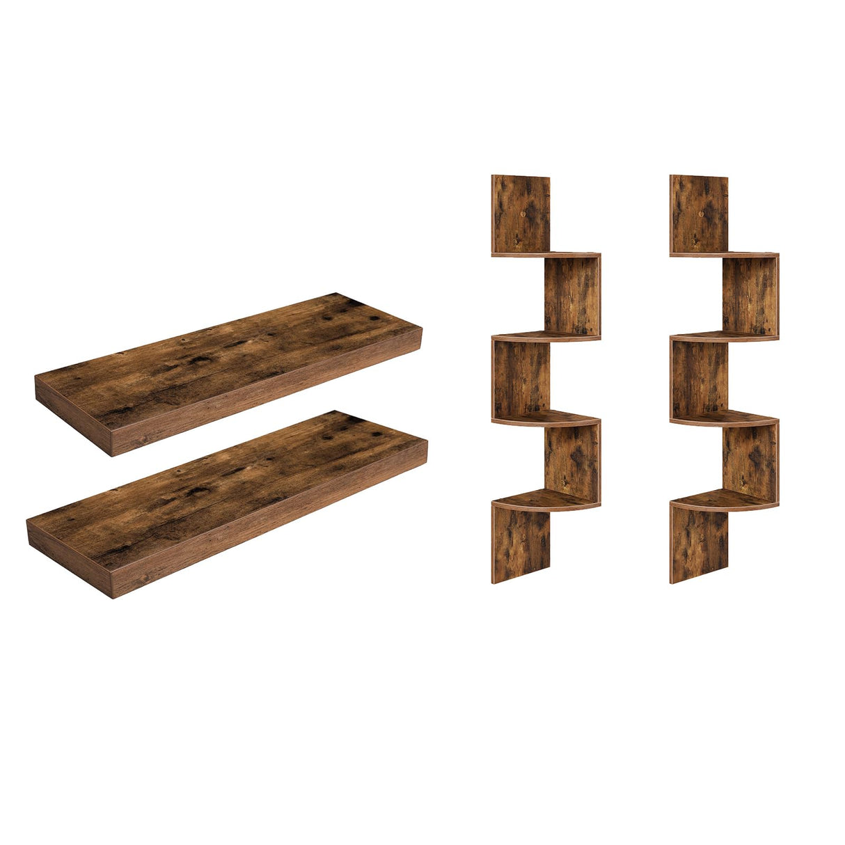 Floating Shelves and Floating Corner Shelves Bundle, Set of 2, for Wall Decor in Bathroom