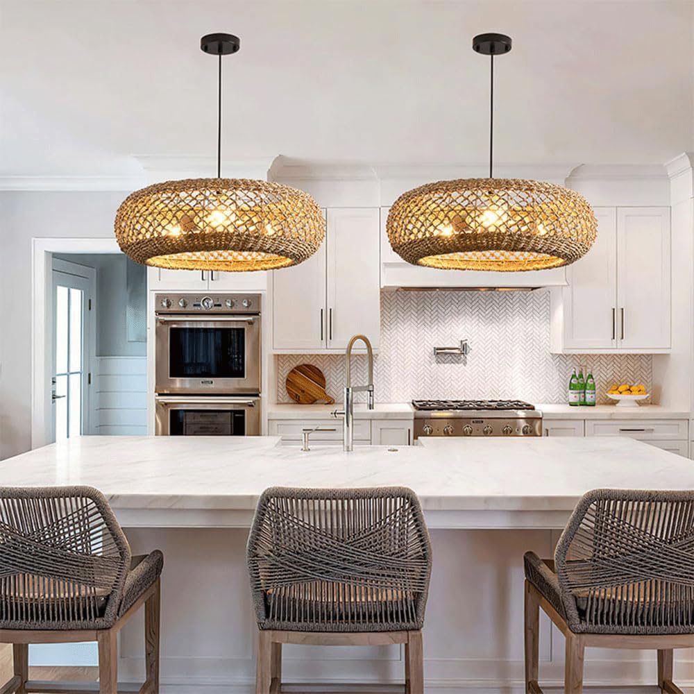 Chinese Zen Living Room Pendant Light Handmade Rattan Hanging Lamp