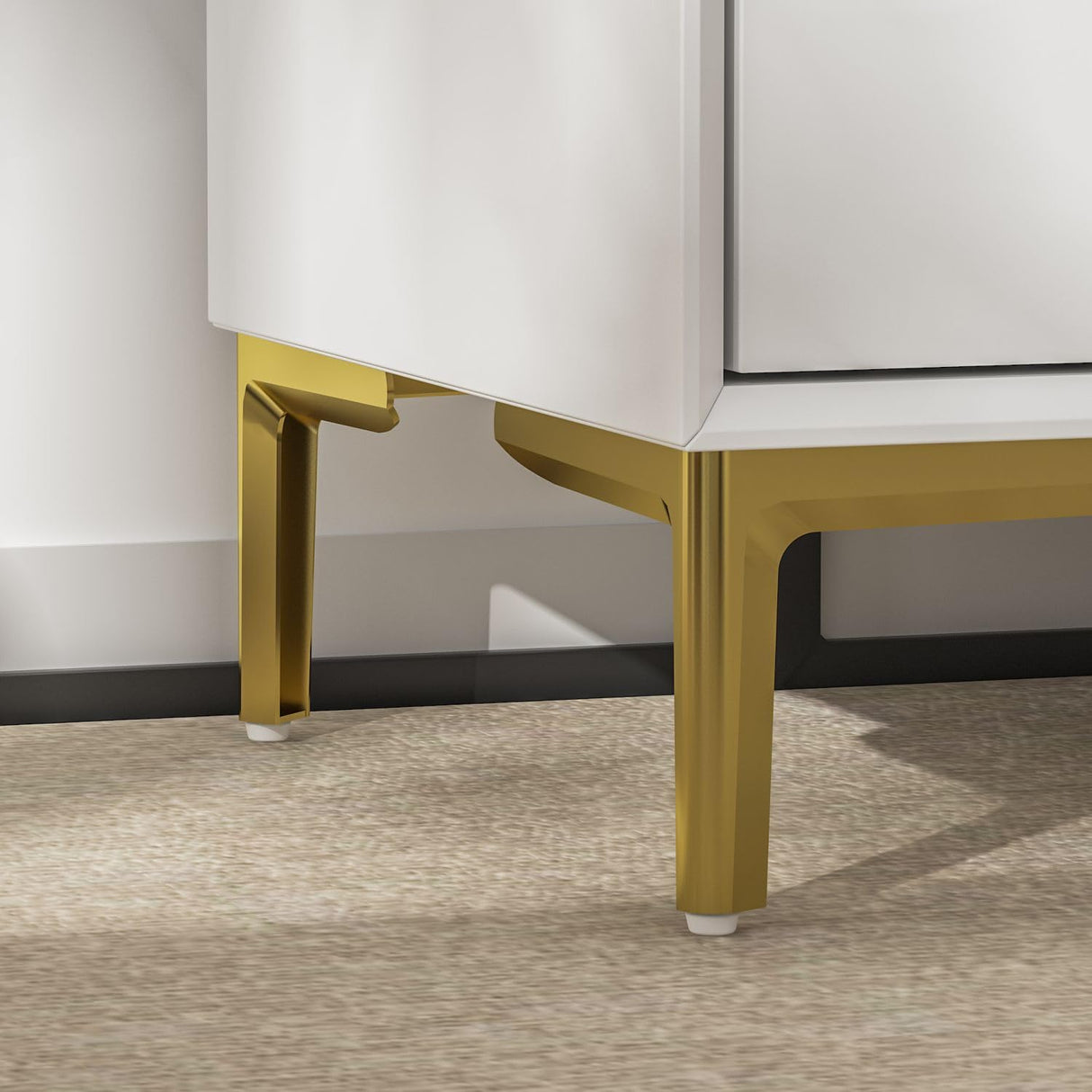 Modern Nightstand Set of 2, End Table Bedside Table with Gold Metal Legs, Gold Metal