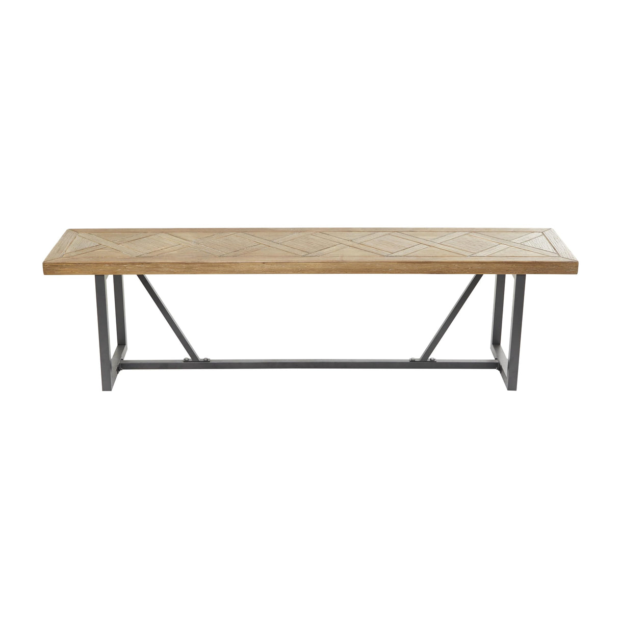 79 Wood Bench with Black Metal Base, Brown