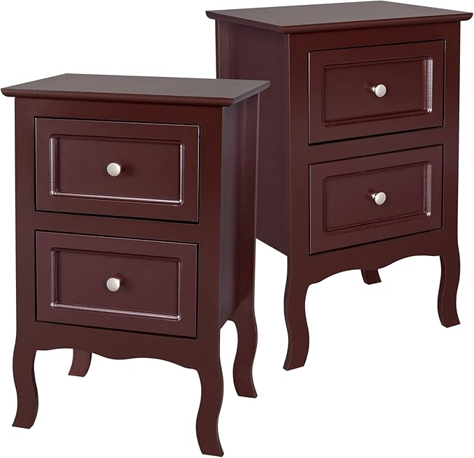 Gray Nightstand Set of 2, Nightstands with 2 Drawers, Bed Side Table/Night Stand