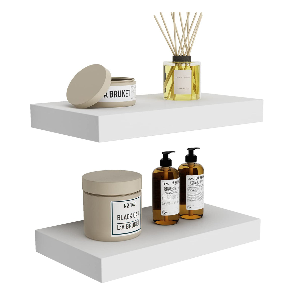 9" Deep White Floating Shelf Set of 2, Wall Shelves for Bathroom