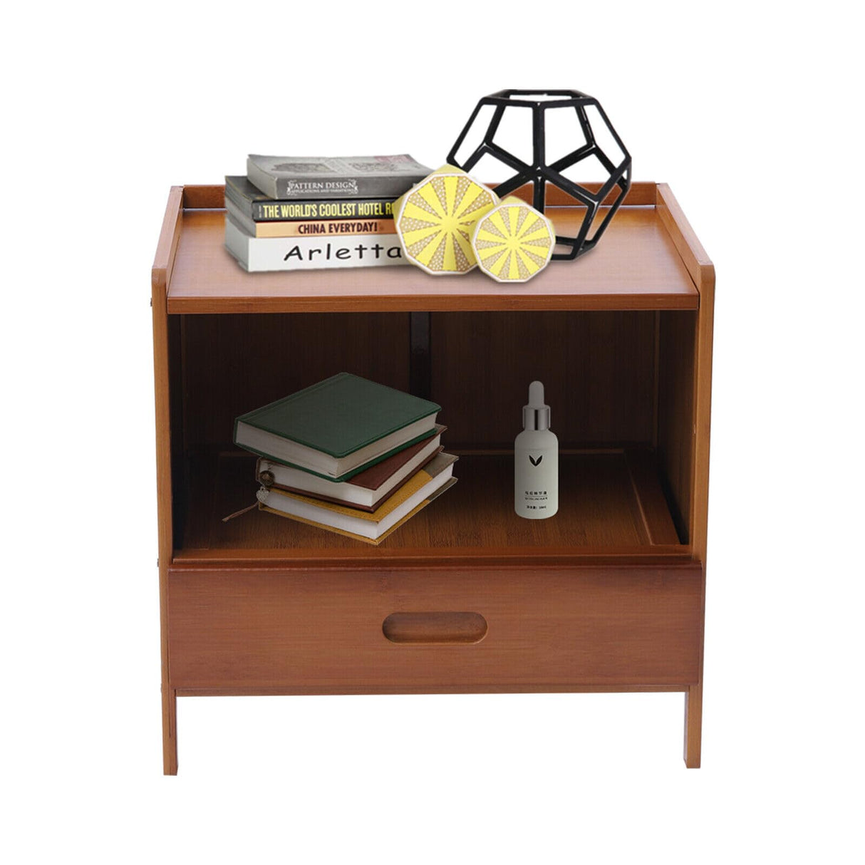 Open Shelf Modern Square End Side Table