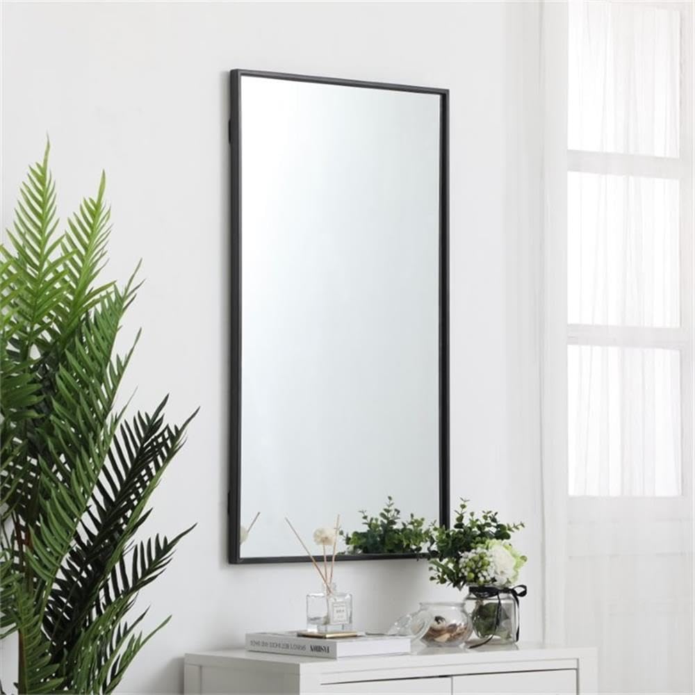 Modern 36" x 20" Contemporary Metal Frame Mirror in Black