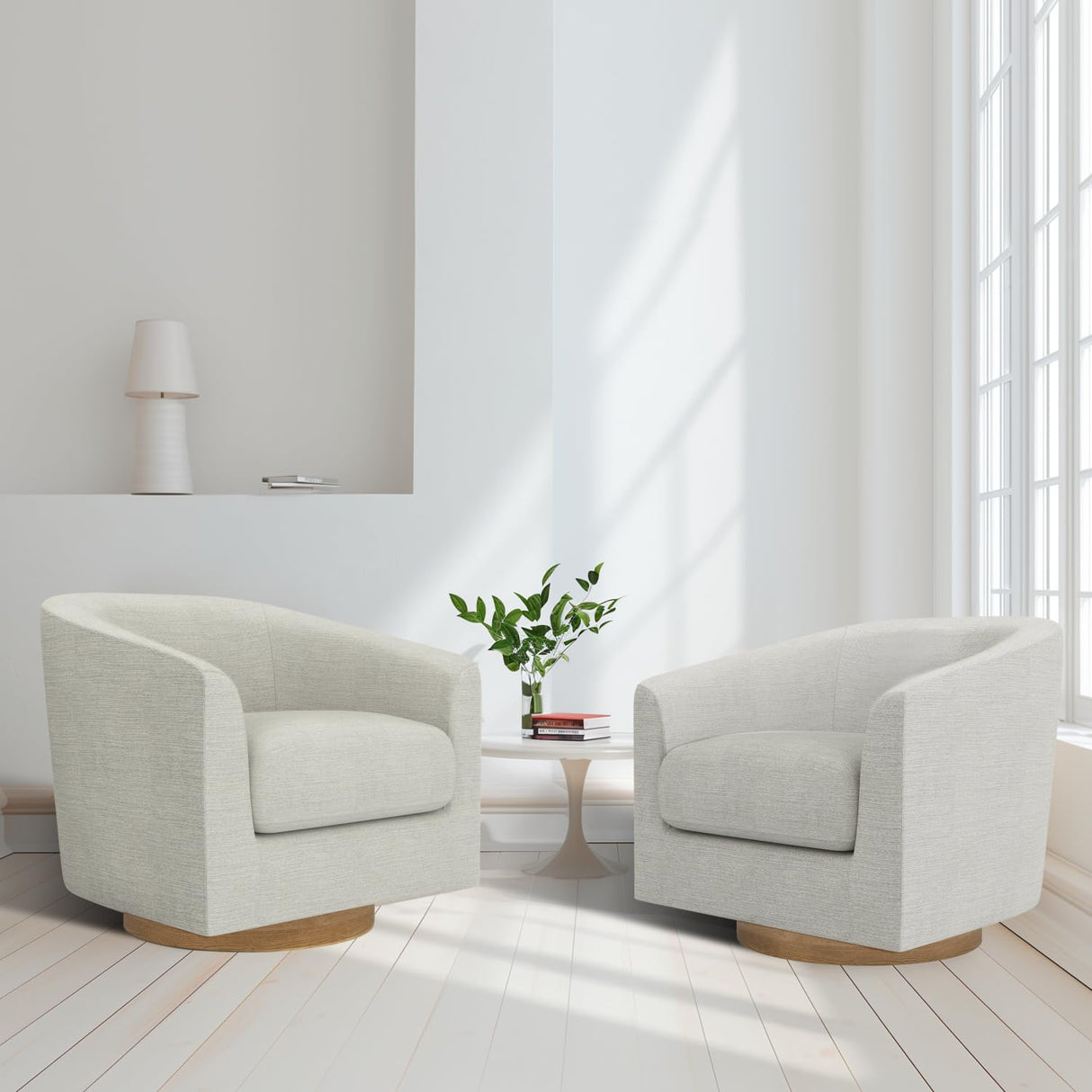 Accent Chair,Memory Foam Upholstered Barrel Sofa Chair, Linen Living Room