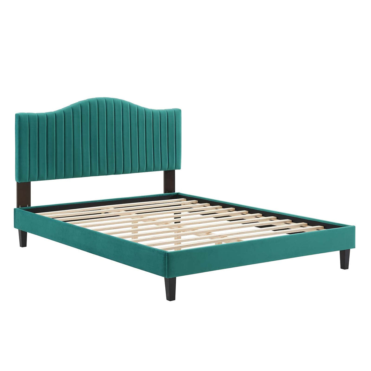 MOD-6747-TEA Juniper Channel Tufted Performance Velvet Full Platform Bed, Teal