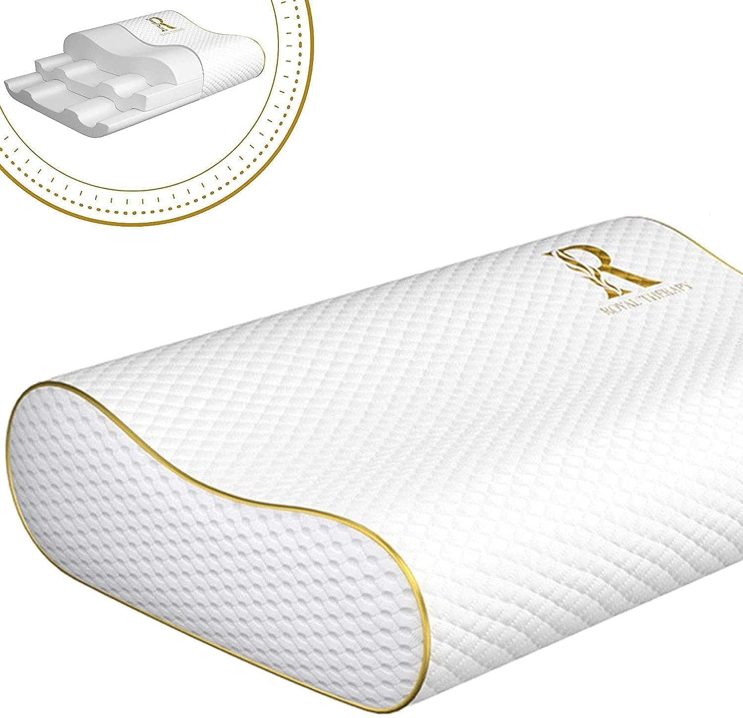 Memory Foam Pillow, Queen Neck Pain Relief, Contour Cervical Pillow