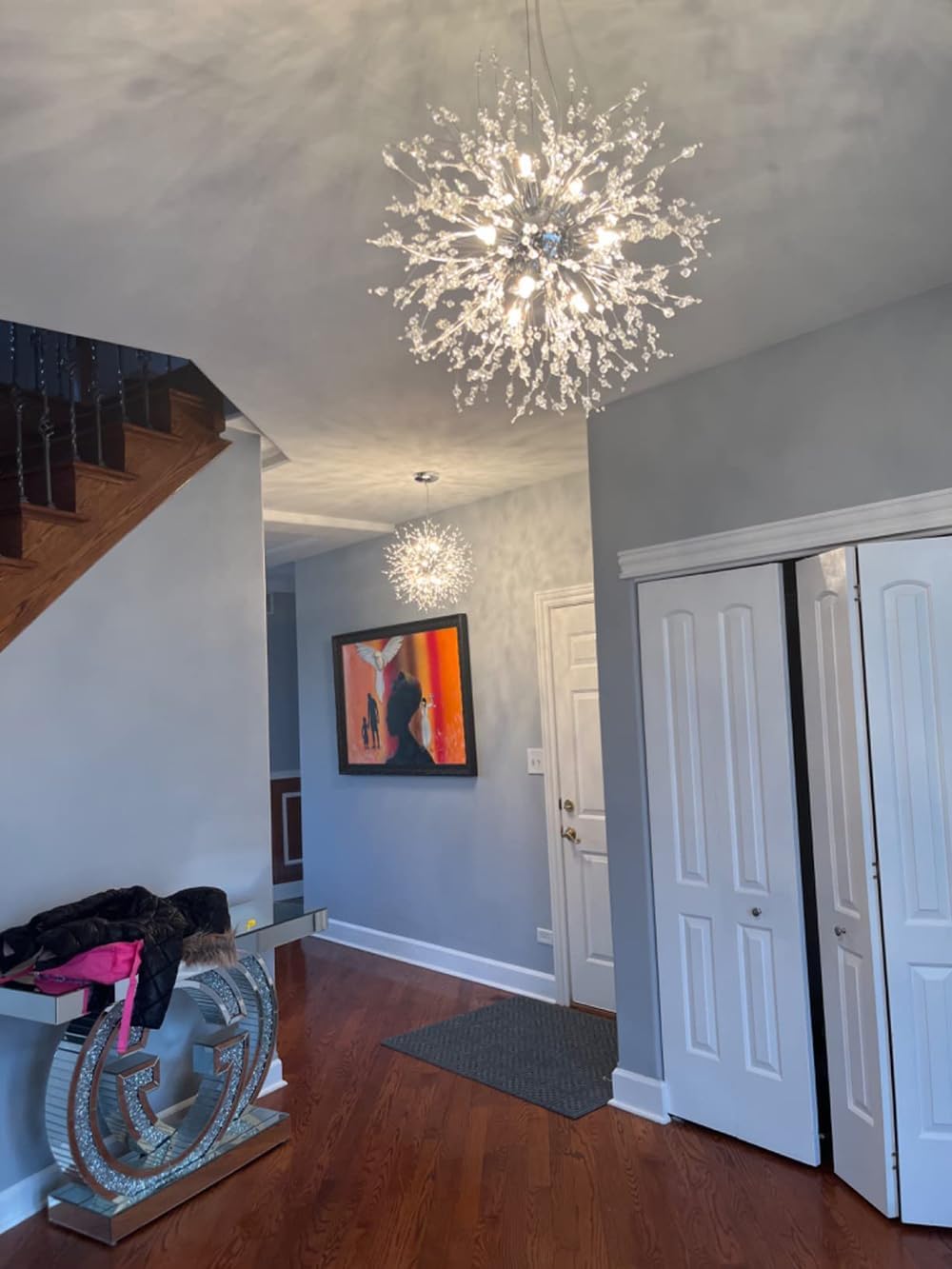 Crystal Chandelier, 9-Light Chrome Personalized Dandelion Ceiling Light