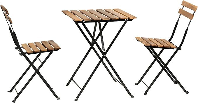 3 Pieces Bistro Set Outdoor Furniture Sets 2 Folding Chairs and Table Steel