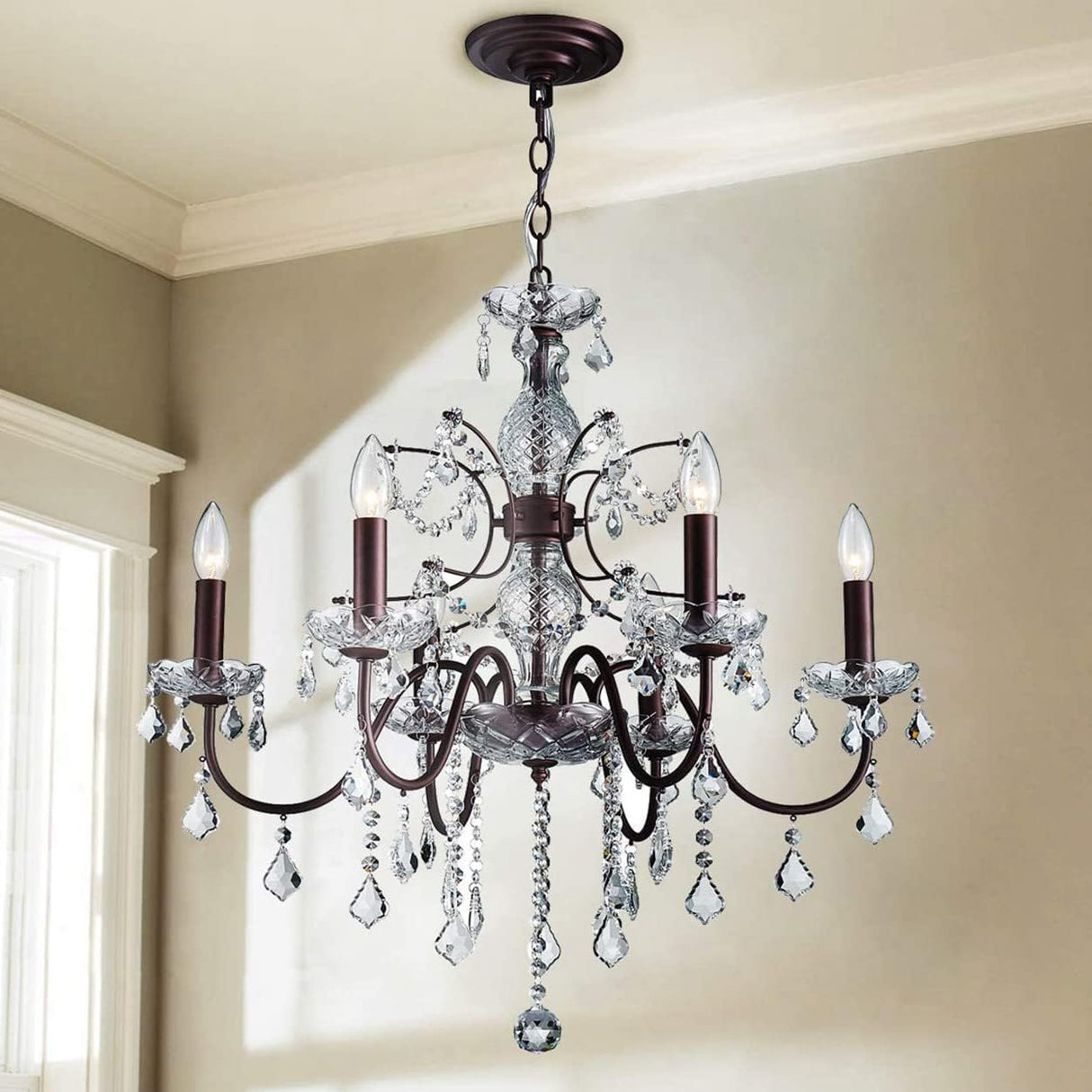 6 Light Crystal Chandelier Light Fixture Modern Chandelier Crystal Lighting