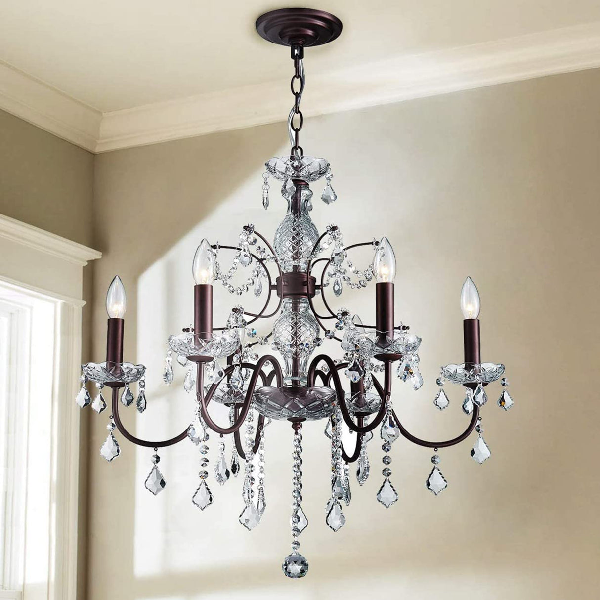 6 Light Crystal Chandelier Light Fixture Modern Chandelier Crystal Lighting