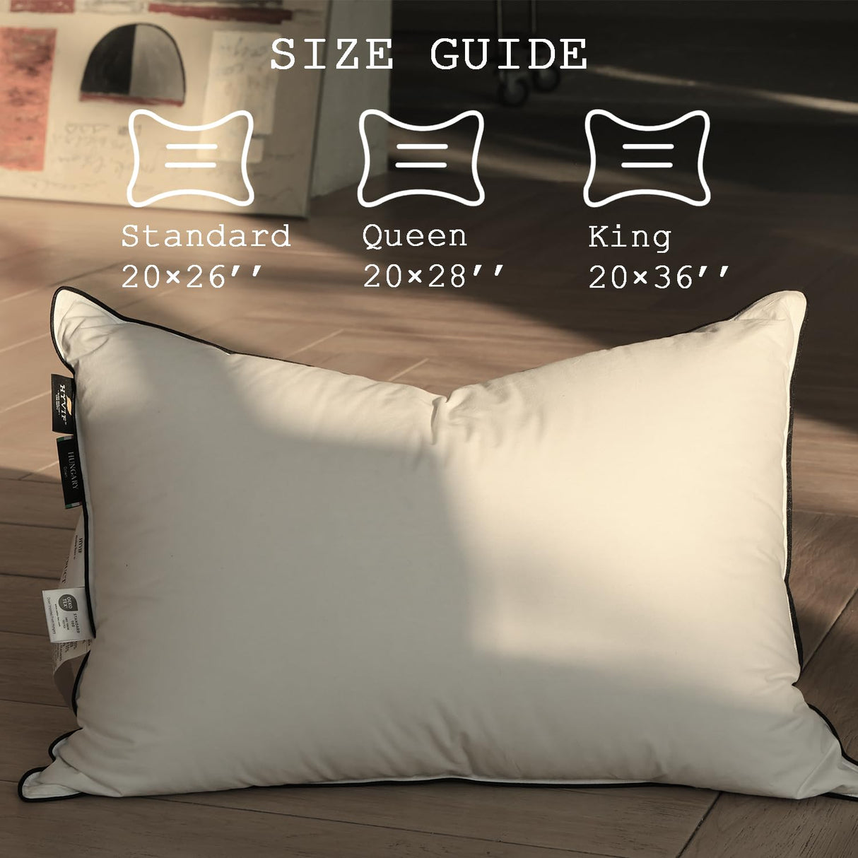 Luxury High Fill Power Down Pillow 700Fill, Breathable Cotton Shell