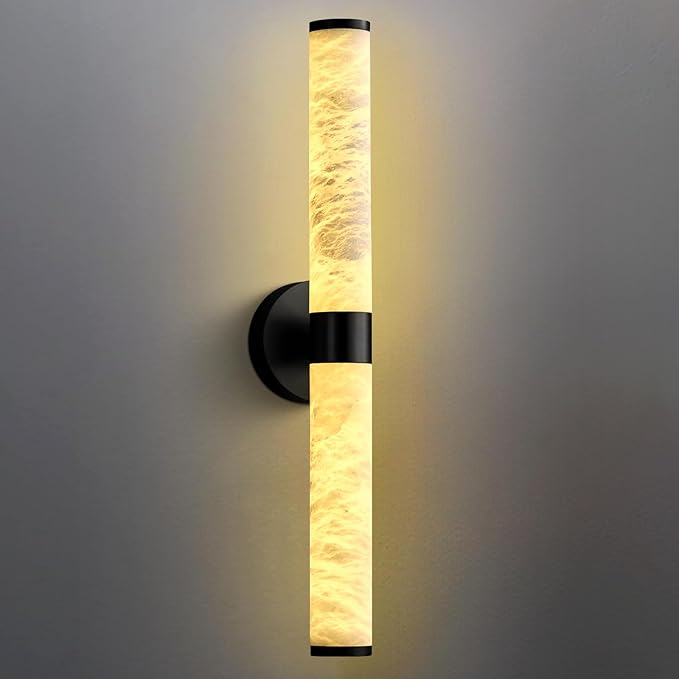 Wall Sconces, 24" Brass Wall Sconce, Modern Spanish Natural Marble Sconces Wall Lighting