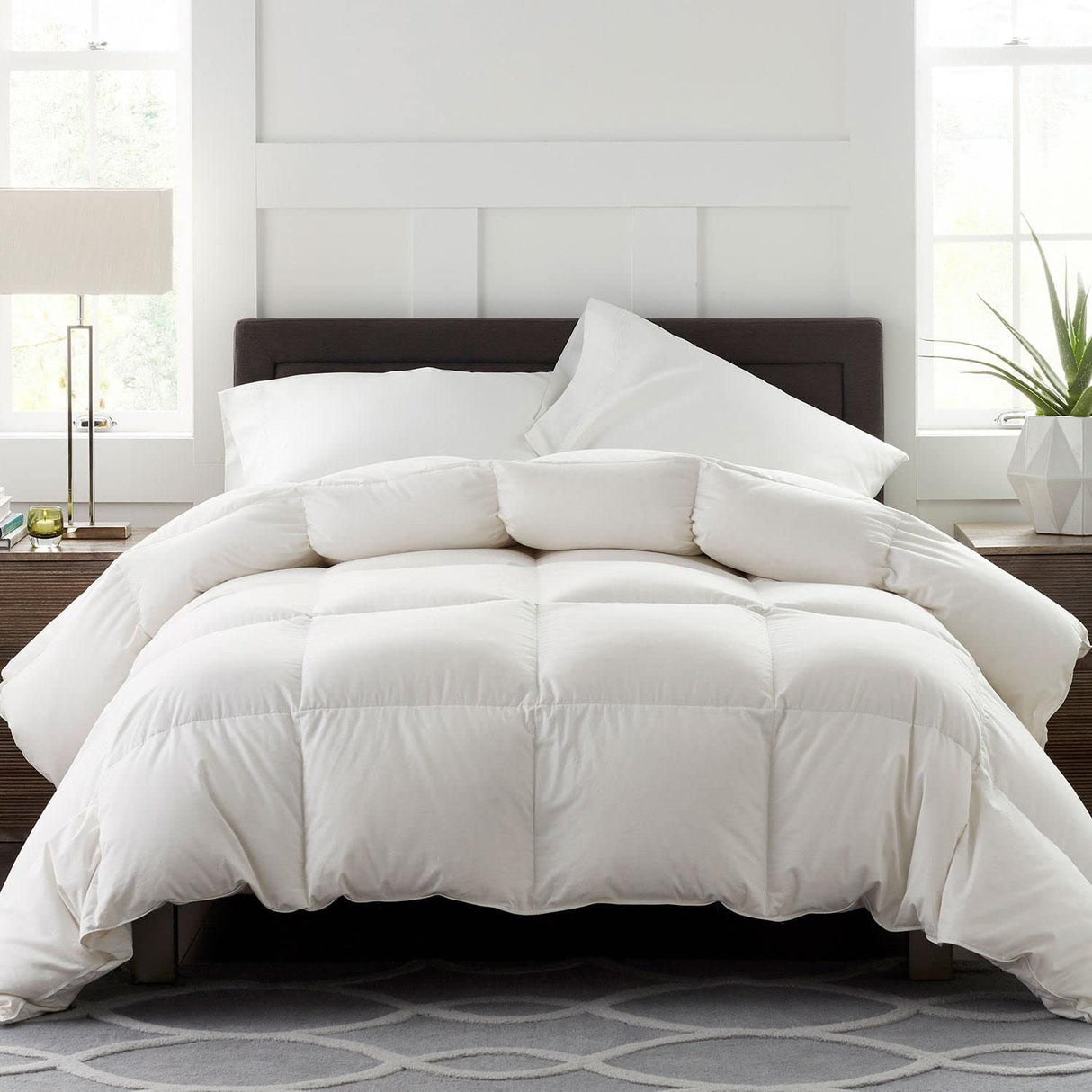 Organic Down Feather Fibers Comforter Full/Queen Size, Luxurious Hotel Collection Duvet