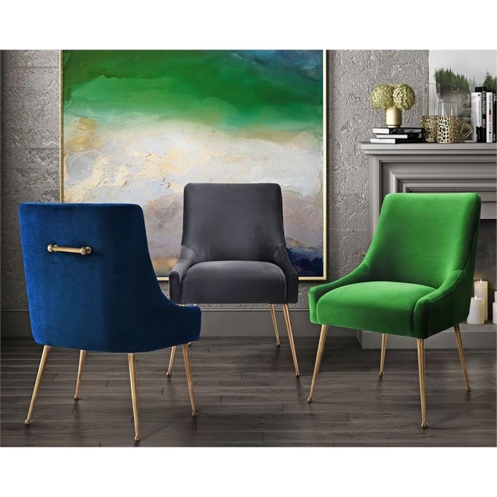 The Beatrix Collection Modern Style Living Room Velvet Upholstered Side Chair, Navy