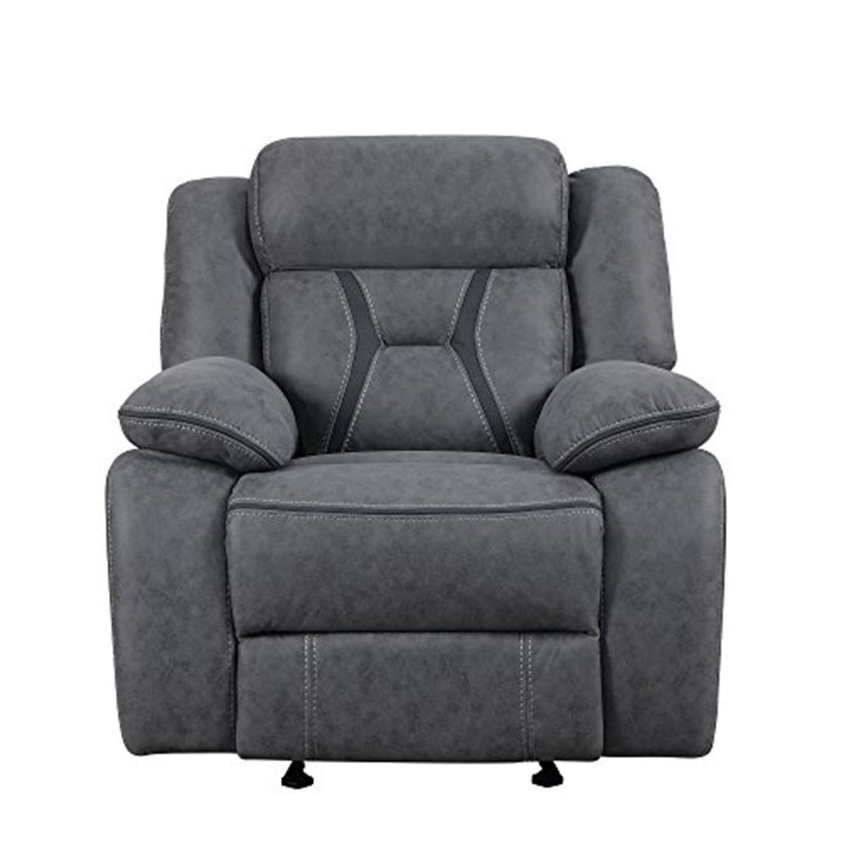 Bircata Houston Pillow-Soft Grey Glider Recliner with Contrast Stitching