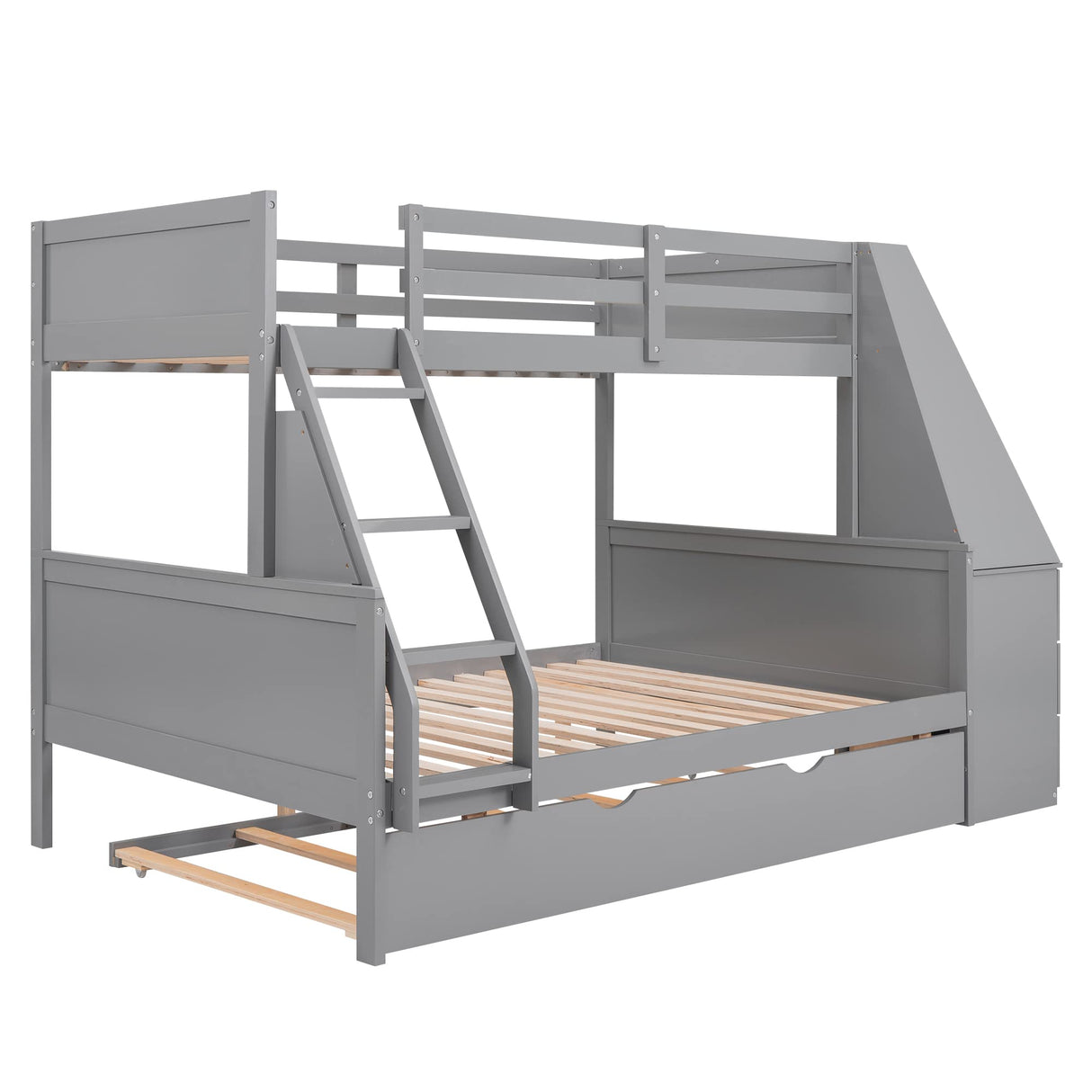 Twin Over Full Bunk Bed with Desk and Trundle
