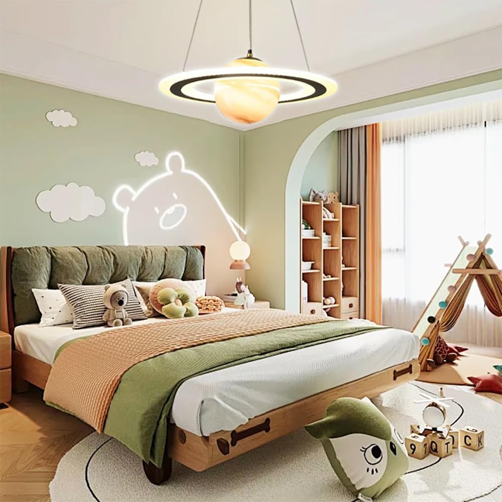Kids Planet Glass Pendant Light - LED Dimmable Space Chandelier