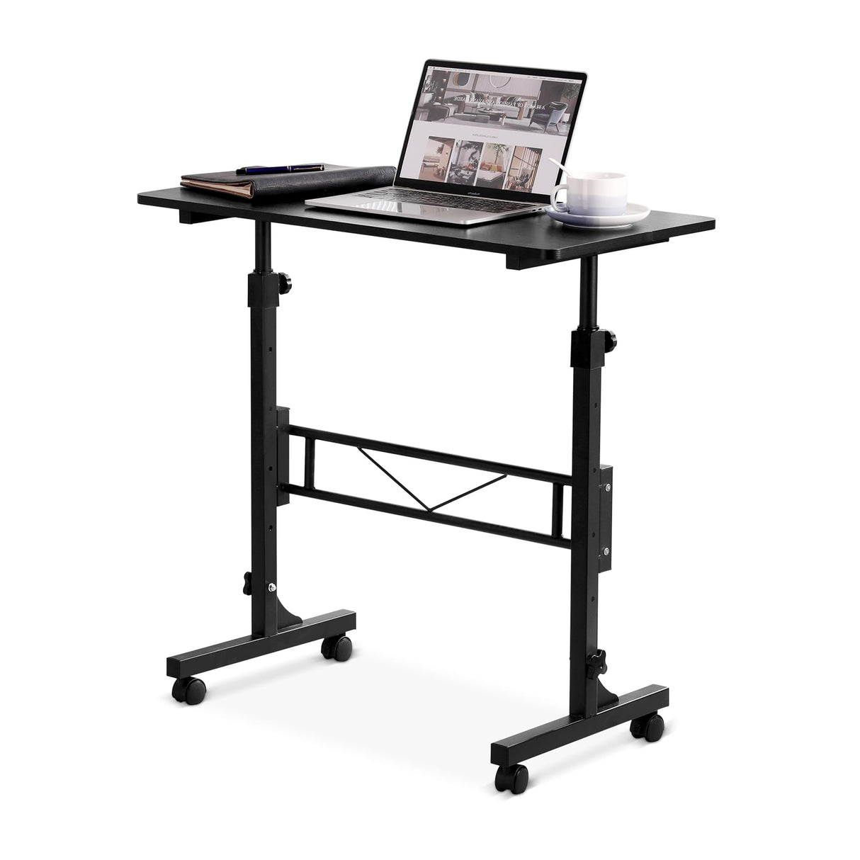 Small Standing Desk Adjustable Height, Mobile Stand Up Desk with Wheels
