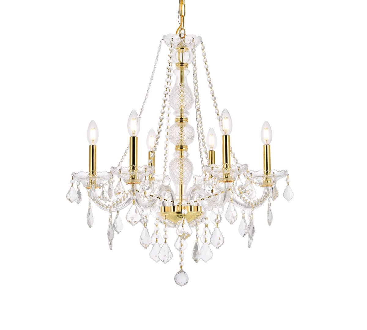7856D24G/EC Cut Clear Crystal Verona 6-Light, Single-Tier Crystal Chandelier