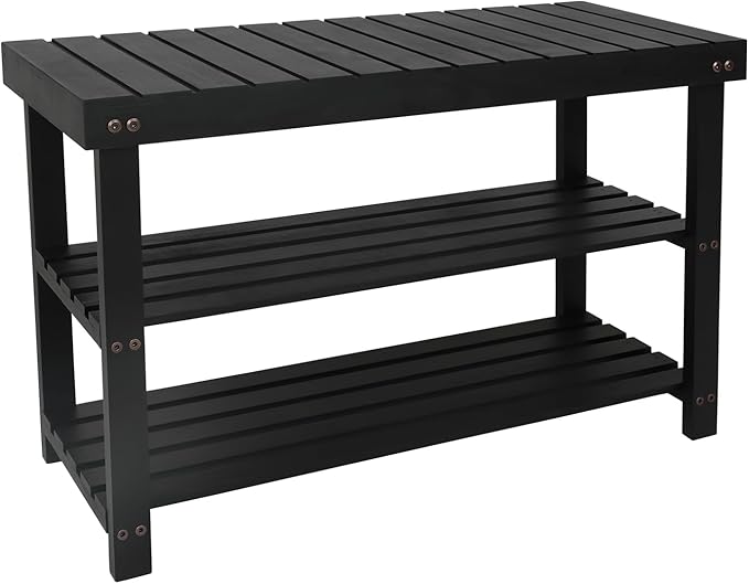 3-Tier Shoe Storage Bench, Brown, Wooden