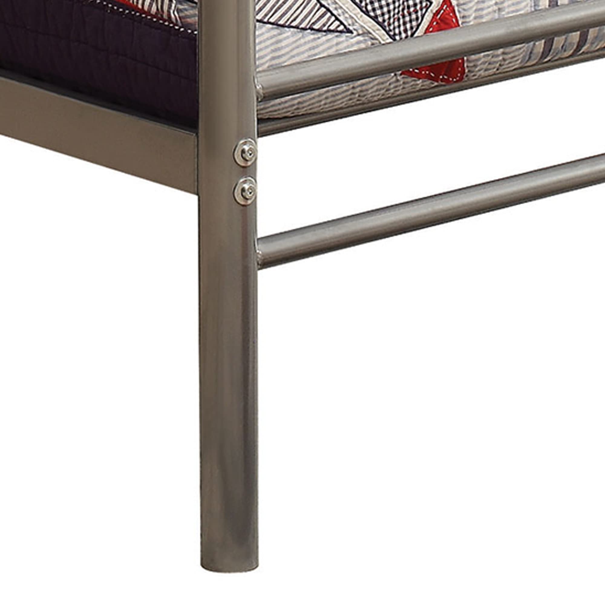 Benjara Benzara Tube Shaped Metal Bed, Silver