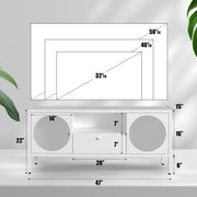 TIMELESS PIECES TV Stand, Metal Media TV Console with Drawer,Modern Entertainment Center with Storage Cabinets and Cable Hole,Tv Stands for Living Room, Bedroom