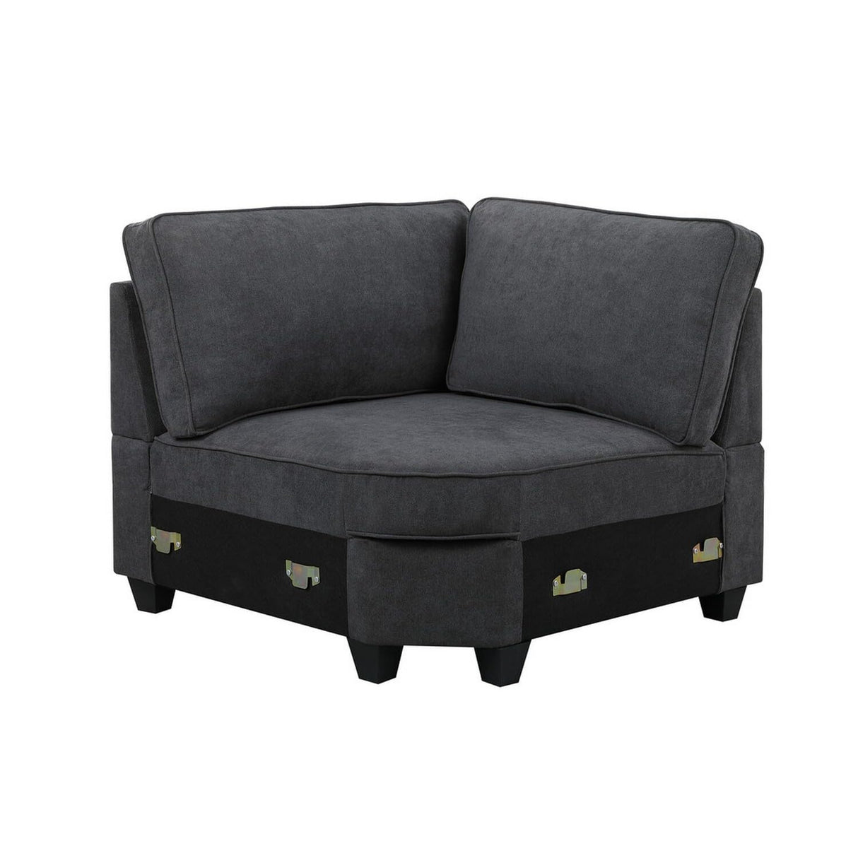 Set Rhett 5 Piece Modular L Shaped Sectional Sofa, Ottoman, Dark Fabric