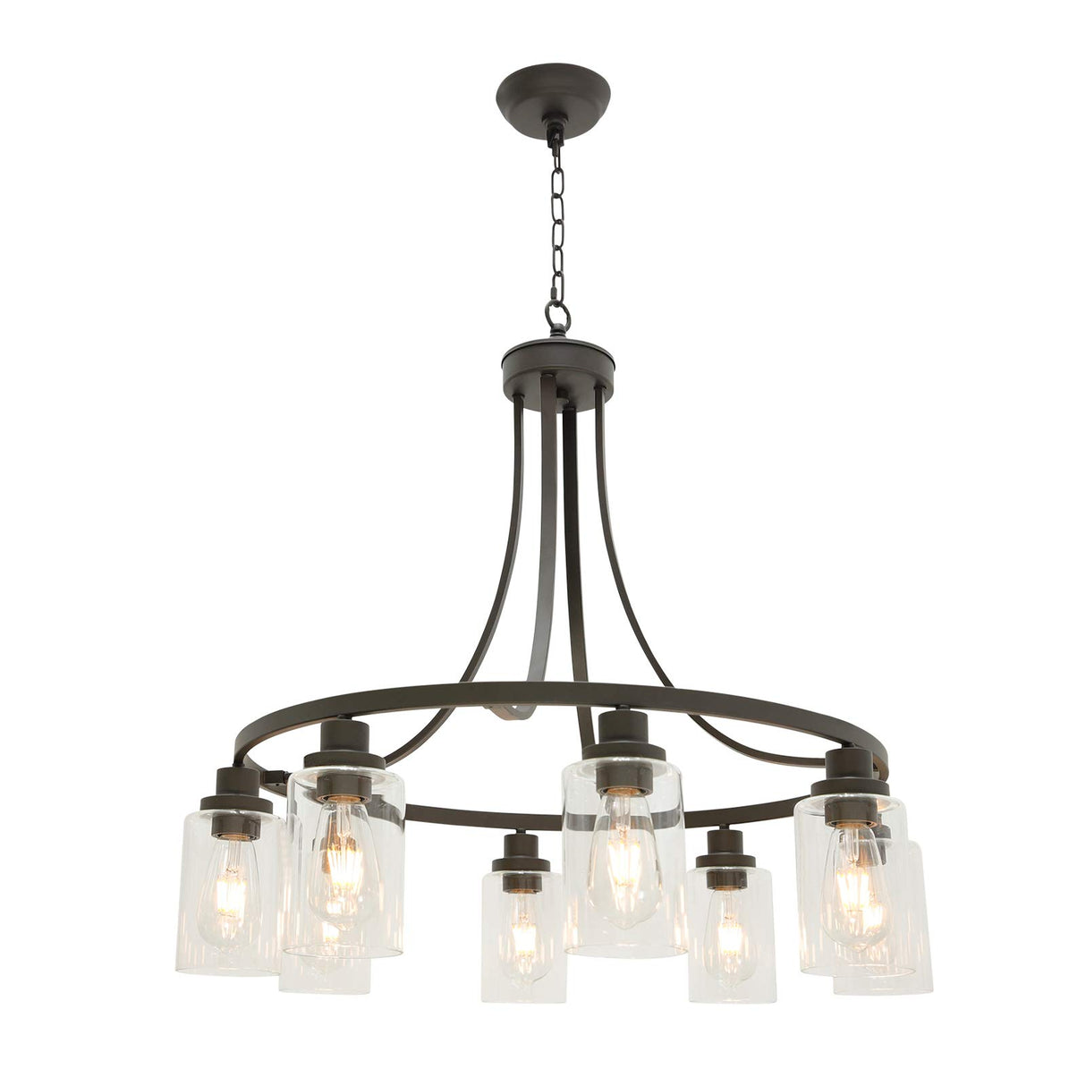 8 Lights Large Farmhouse Chandelier Wagon Wheel, Industrial Island Lights for Kitchen