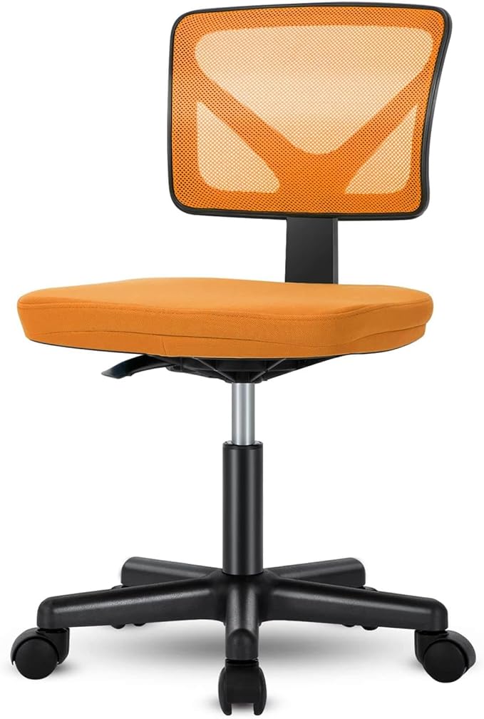 Mesh Armless Office Chair,Swivel Rolling Computer Chair No Arms with Lumbar Support
