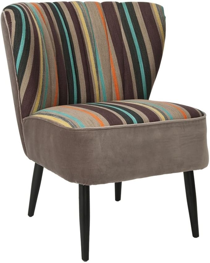 Mercer Collection Waverly Mid-Century Rainbow Striped Accent Chair