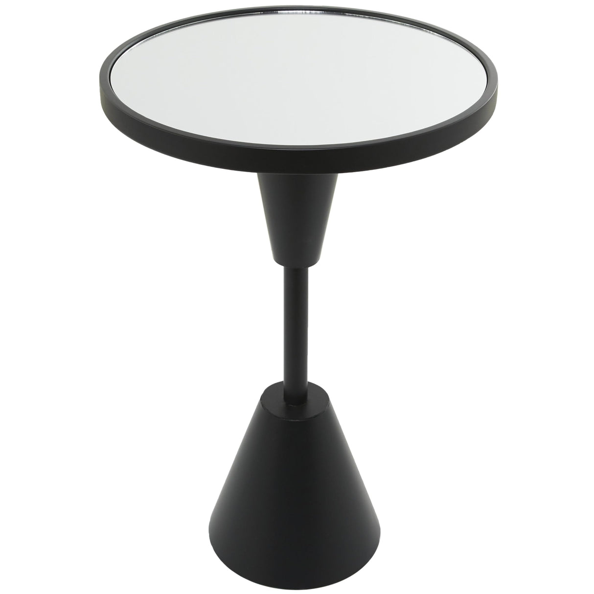 Metal Side End Accent Table Pedestal Base End Table with Mirrored Glass Top