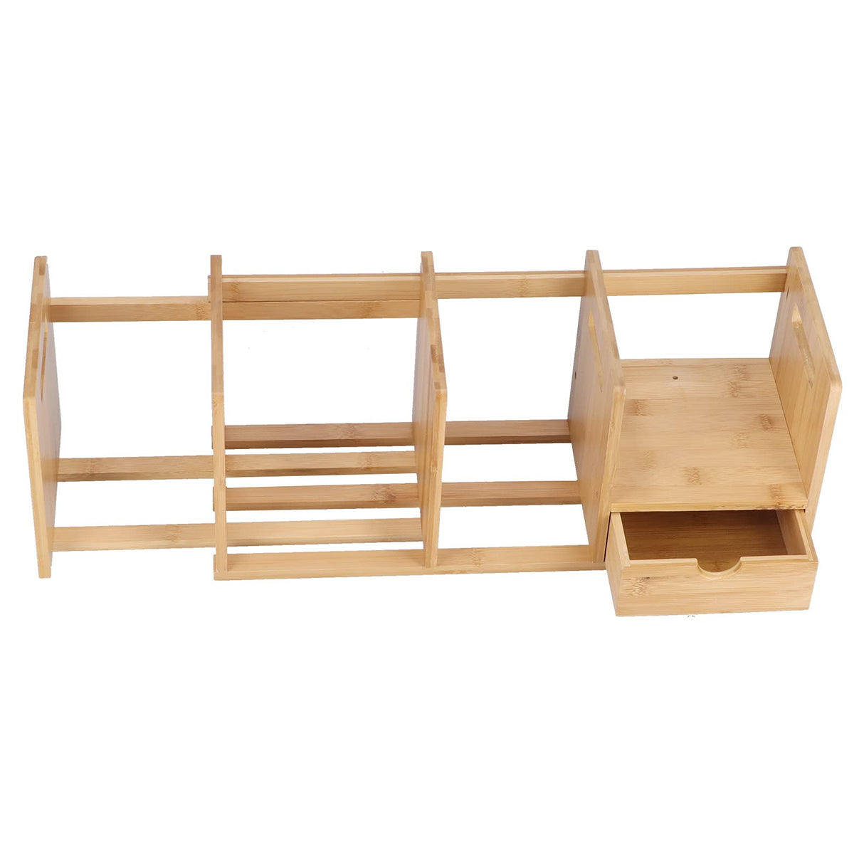 Bamboo Bookshelf, Adjustable Desktop Organizer Lightweight Stable for Home for