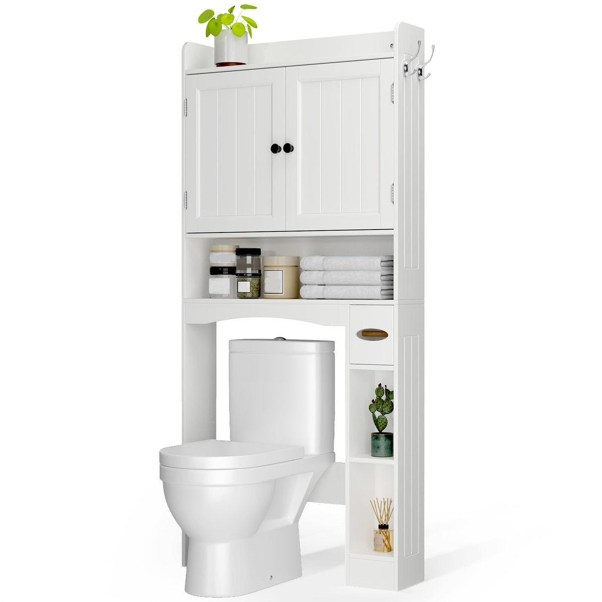 Over The Toilet Storage Cabinet, Over Toilet Bathroom Organizer with Doors