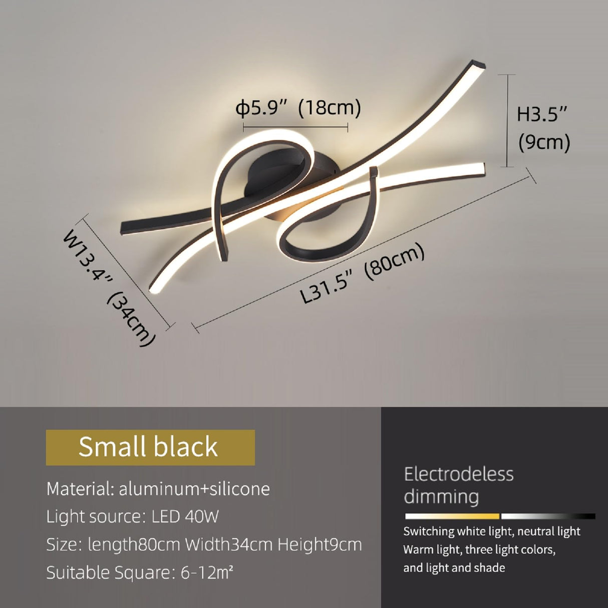 Modern LED Ceiling Light Fixture - 40W Flush Mount Chandelier