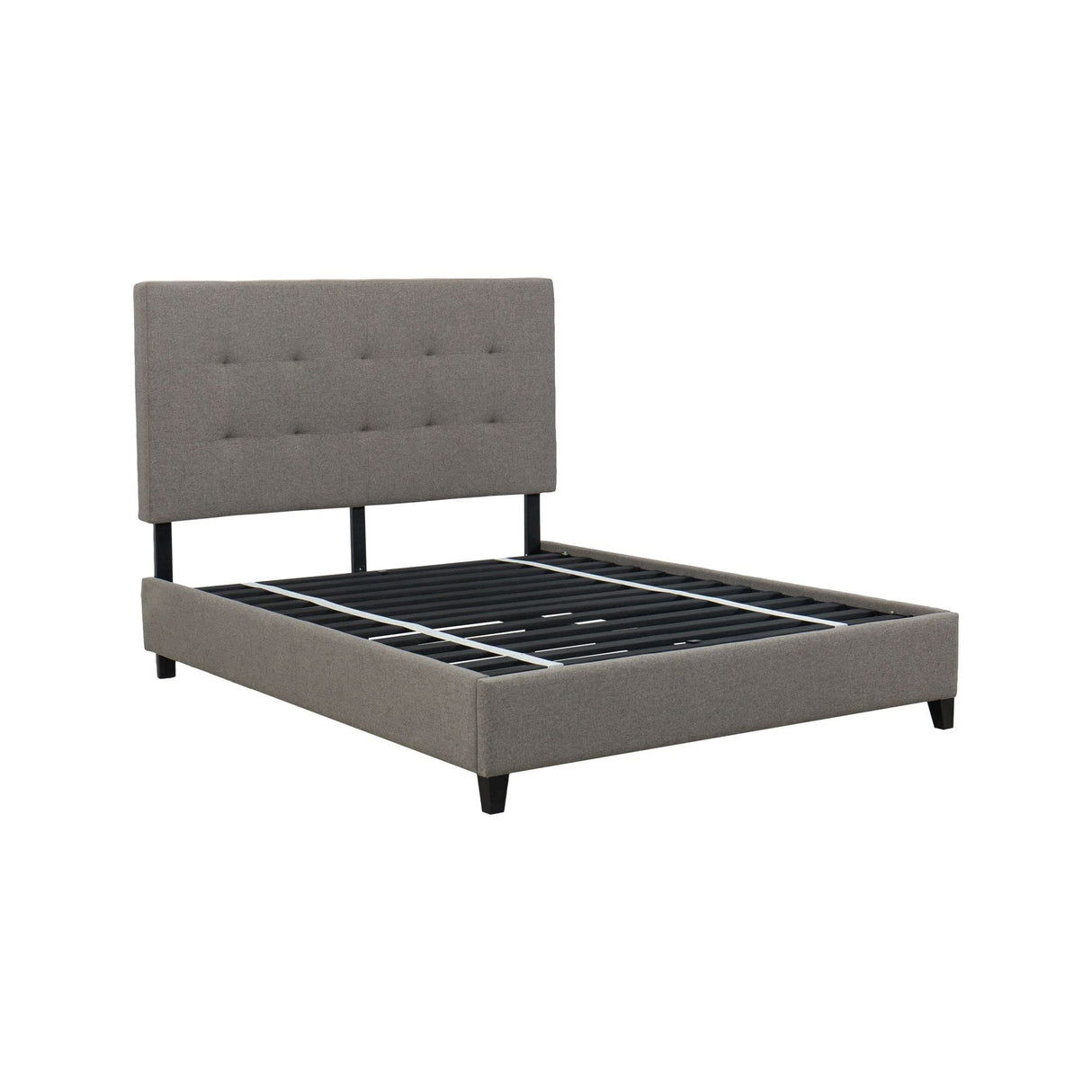 Frame Black Finish Wood Legs Adjustable Height, Tufted Headboard, Perfect Balance
