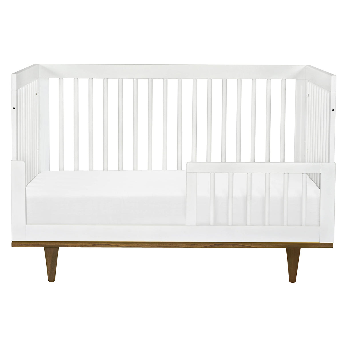 Marley 3-in-1 Convertible Crib in White Finish and Walnut Legs
