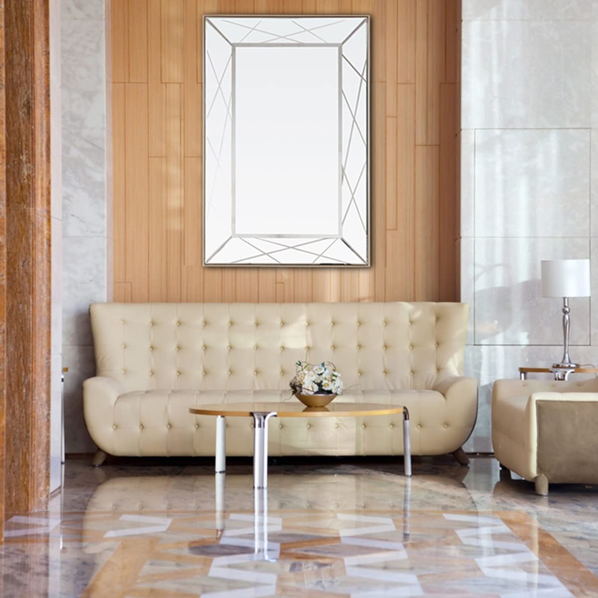 43" Painted Rectangle Accent Mirror Wall Mounted with Metal Frame