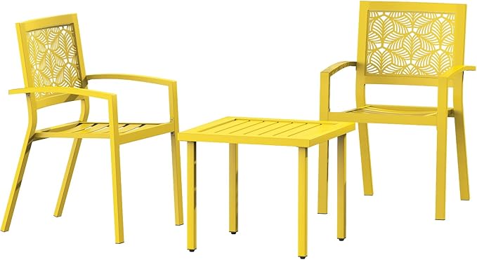 3 Pieces Outdoor Bistro Set for Patio, Balcony, Porch, Poolside, Backyard