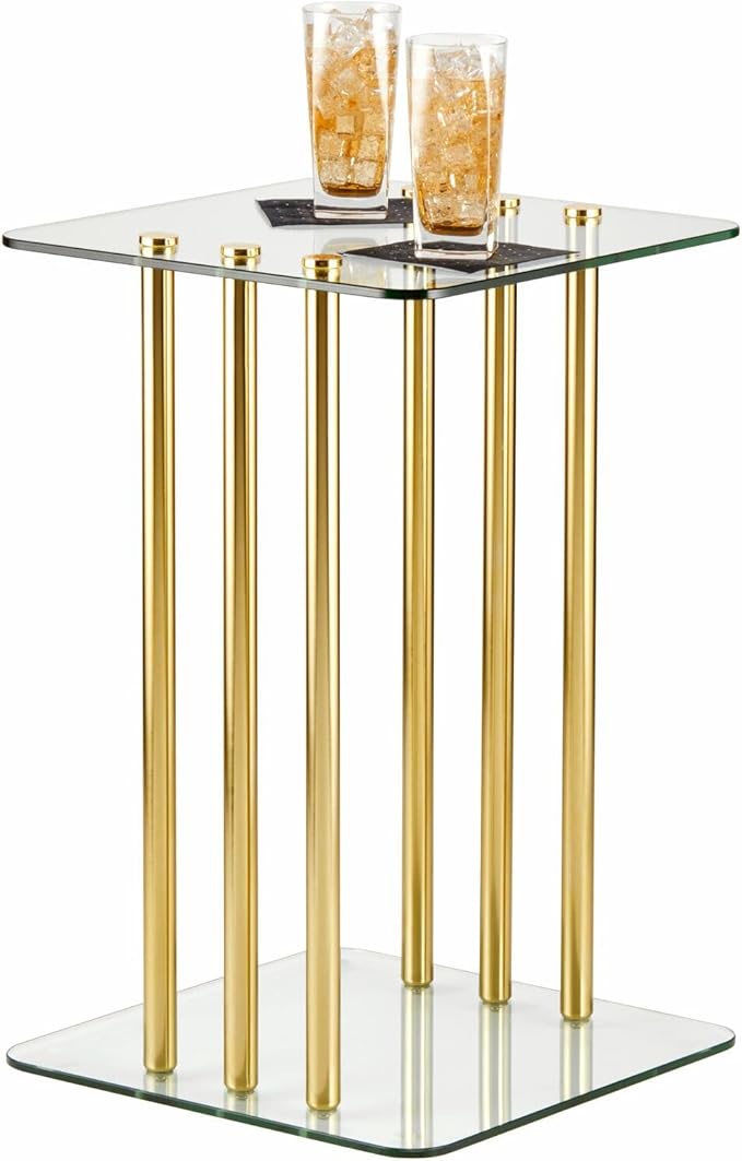 Long Glass Top Coffee Table - Modern Decorative Accent Metal Rectangular Furniture