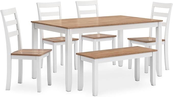 Ashley Gesthaven Casual Dining Table with 4 Chairs and Bench, Set of 6, Light Brown & Dark