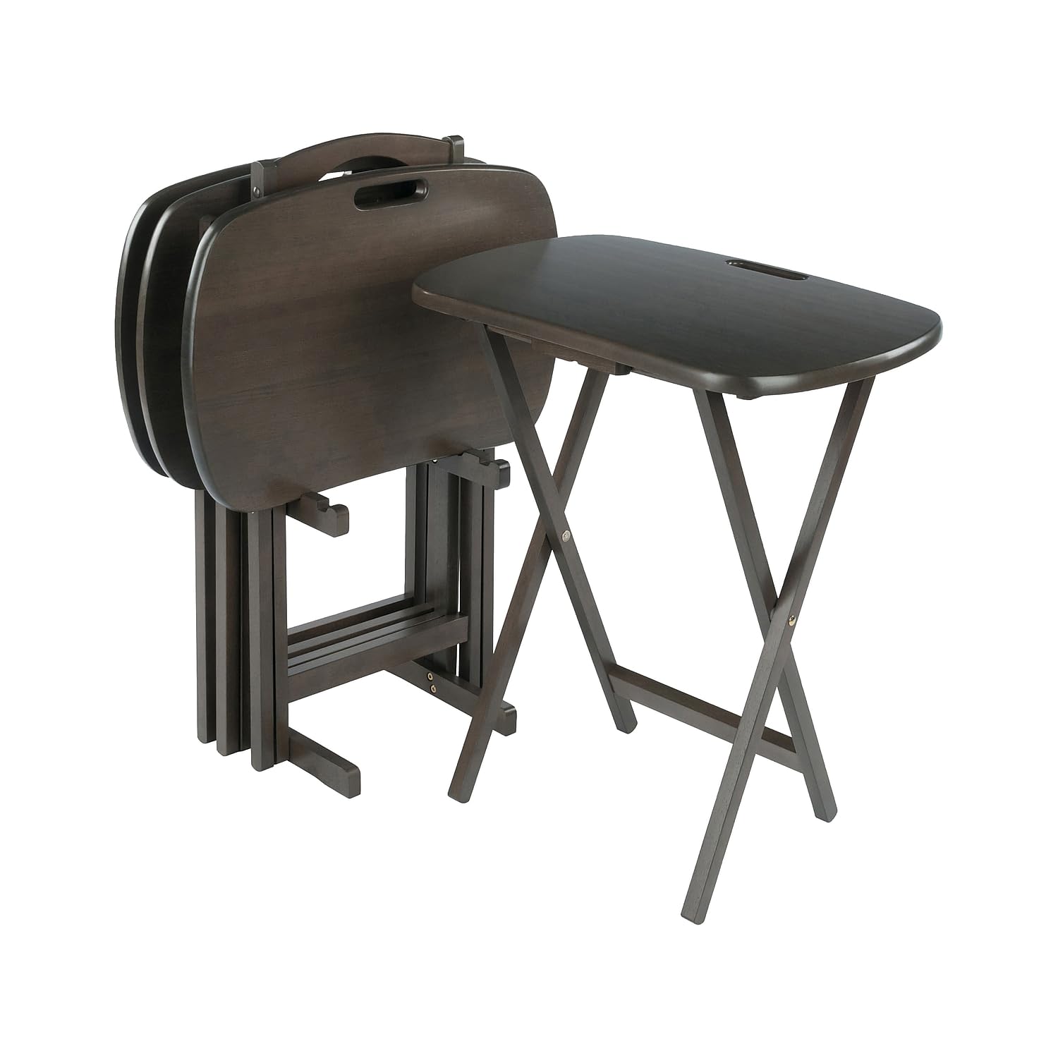 Lucca 5-Piece Folding Snack Table Set – Oyster Gray Wood