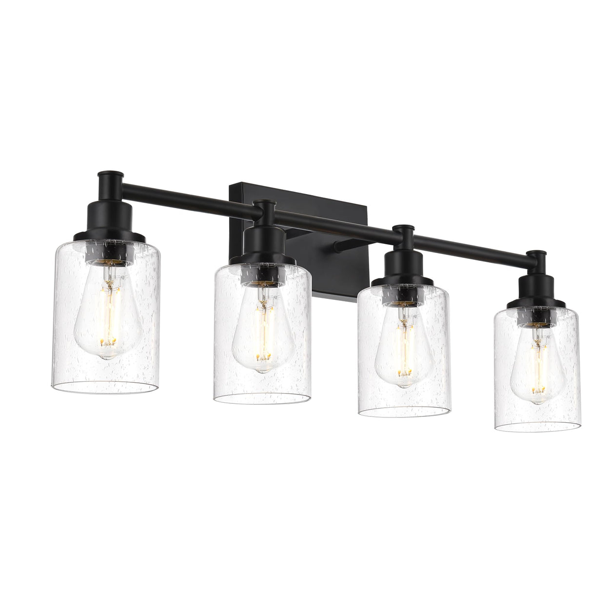 Mid Century Modern Wall Mount Light Matte Black 4-Light Bathroom Vanity Light