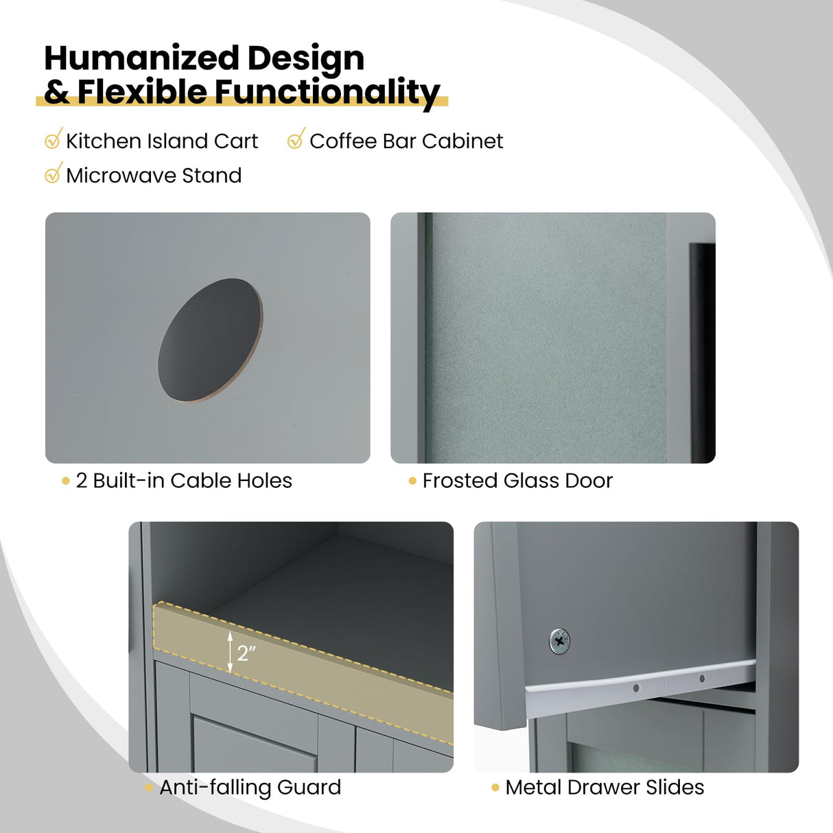 Rolling Kitchen Island Cart on Wheels, Mobile Kitchen Cart