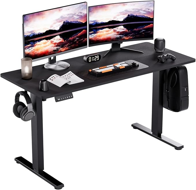 Motorized Standing Desks, Electric Stand Up Desk with Ultra Stable Construction and Cable Management,Adjustable Height Desk with Memory Preset Design for Home Office Use 48x24 in Black