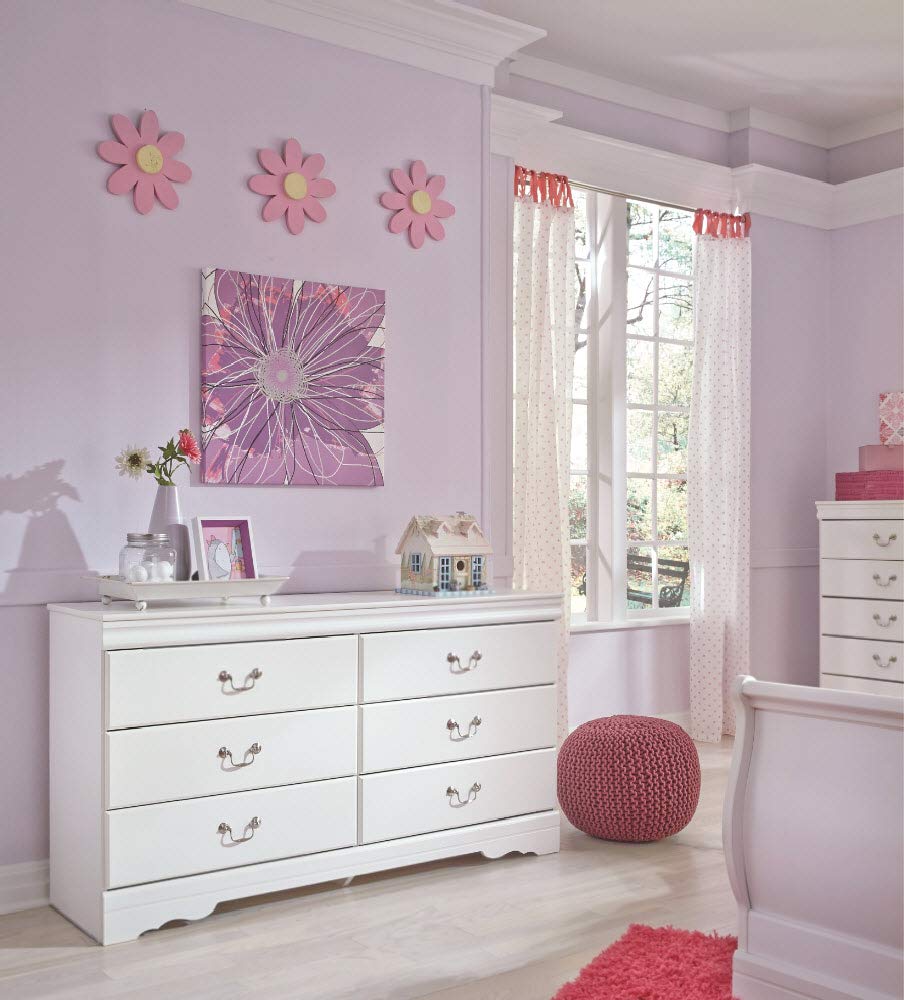 Anarasia Modern Glam Children's 6 Drawer Dresser, White