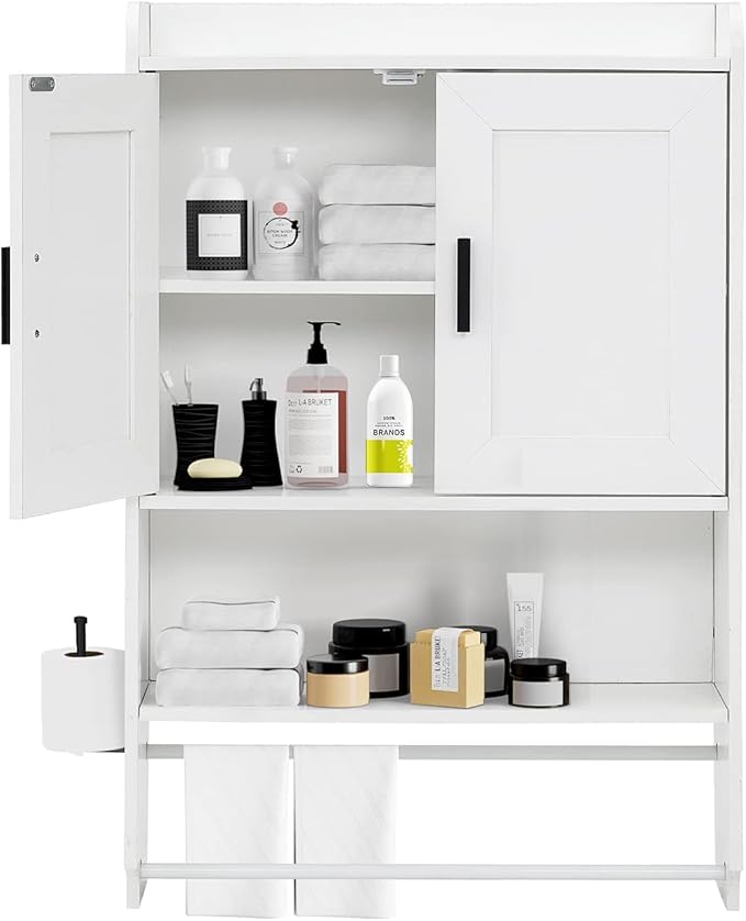 Bathroom Wall Cabinet, Wooden Medicine Cabinet Over The Toilet with Adjustable