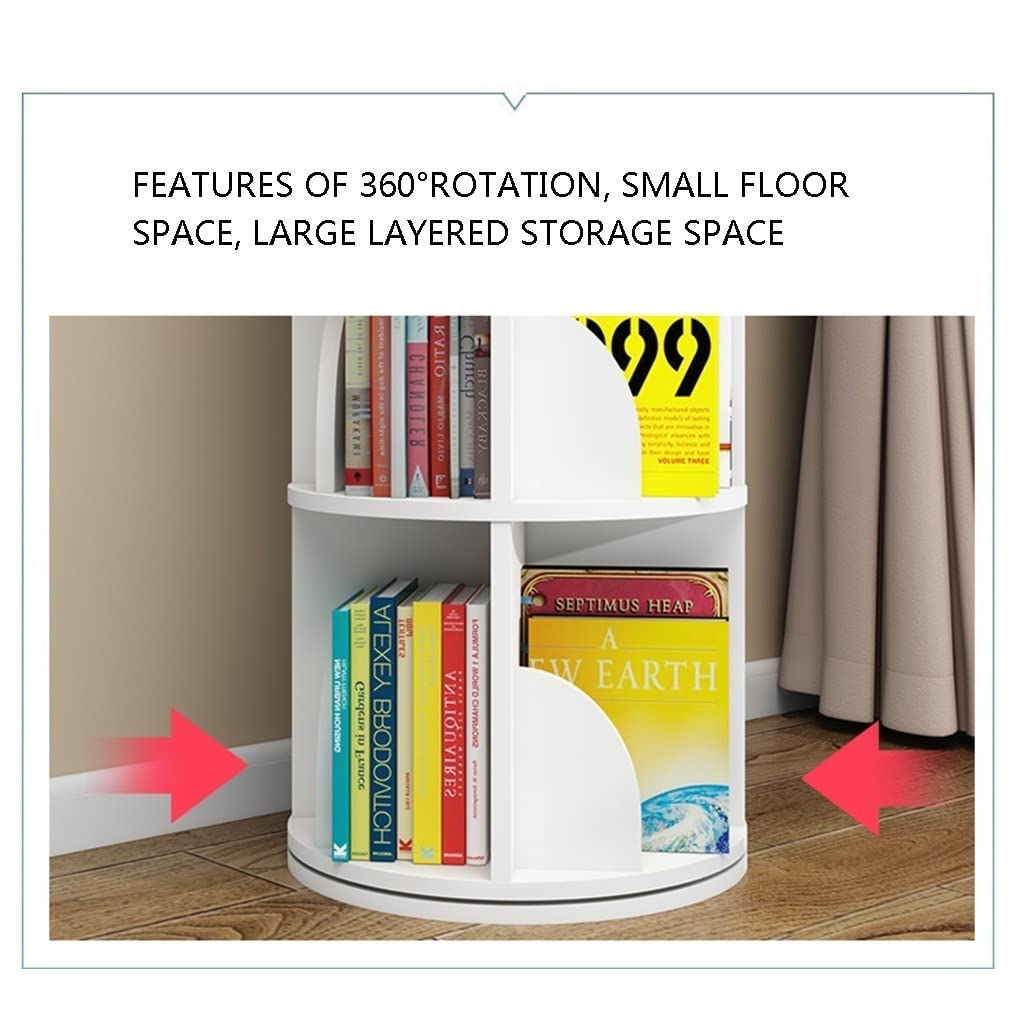 JOZZY Bookshelf,MDF Rotating Kids Floor Standing Book Height Adjustable in Reading Assemble The